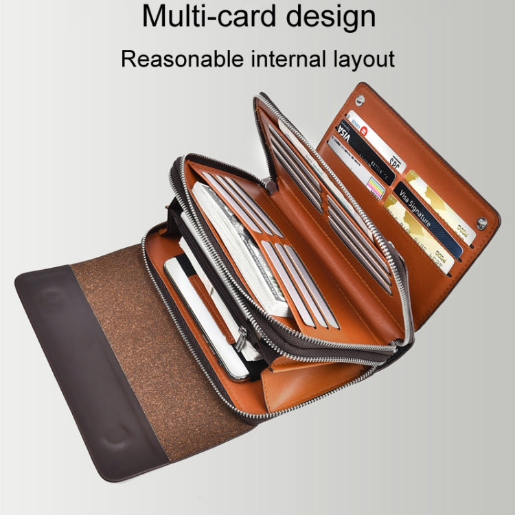 WEIXIER W129 Men Magnetic Buckle Anti-Theft Clutch Bag Large Capacity Multi-Card Wallet(Brown) - Wallets by WEIXIER | Online Shopping UK | buy2fix