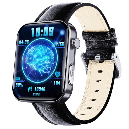 F300  2.1-Inch Screen Smart Watch Supports Bluetooth Calls/ECG/Blood Composition Analysis/50+ Sports Modes, Color: Black Leather - Smart Watches by buy2fix | Online Shopping UK | buy2fix