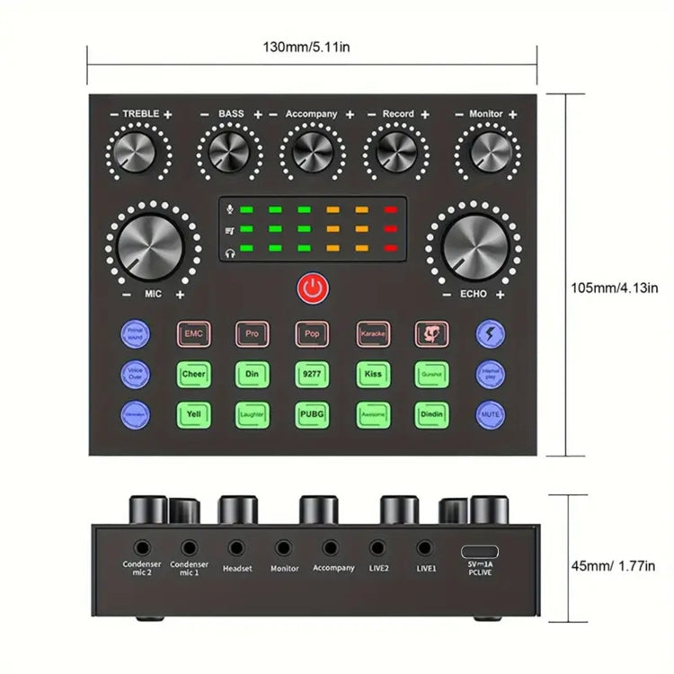 V8S Audio Mixer Live Voice Changer External Sound Card, Color: Gold Triangle Set - Live Sound Effects Processors by buy2fix | Online Shopping UK | buy2fix