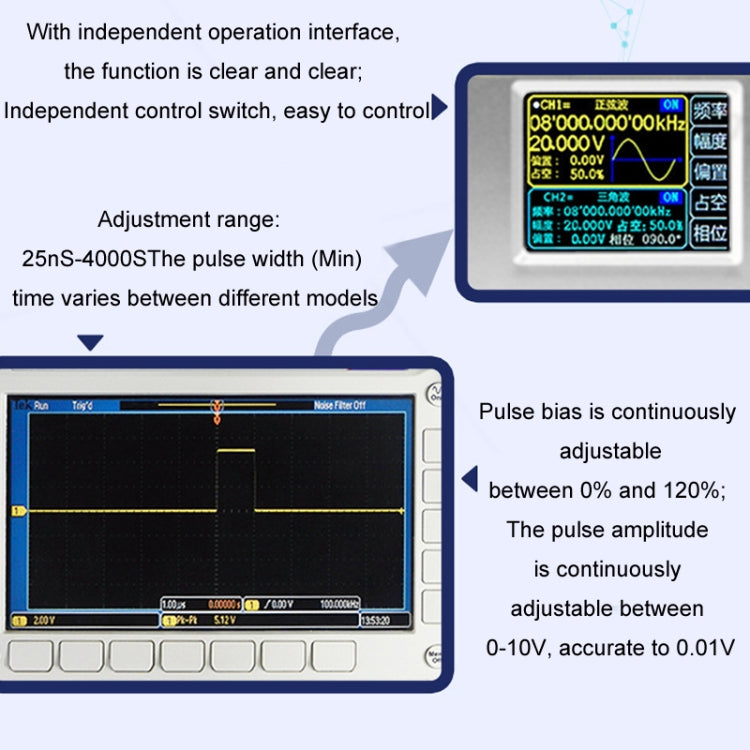 JUNTEK Programmable Dual-Channel DDS Function Arbitrary Waveform Signal Generator, Frequency: 40MHz(US Plug) - Other Tester Tool by buy2fix | Online Shopping UK | buy2fix