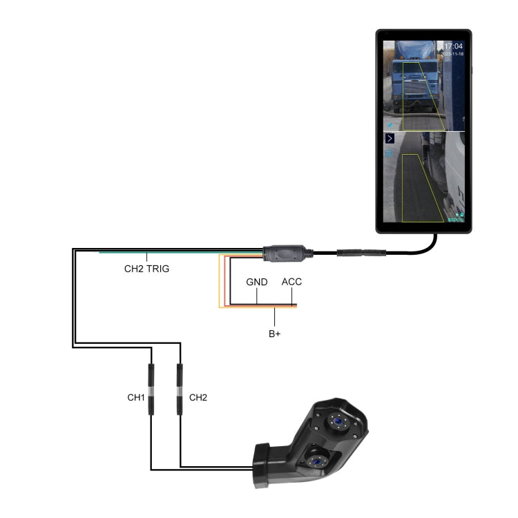 10.36 inch Wired HD 1 Drag 1 Blind Zone Monitor Universal AHD Reversing Kit Right(Standard) - Rear View Cameras by buy2fix | Online Shopping UK | buy2fix