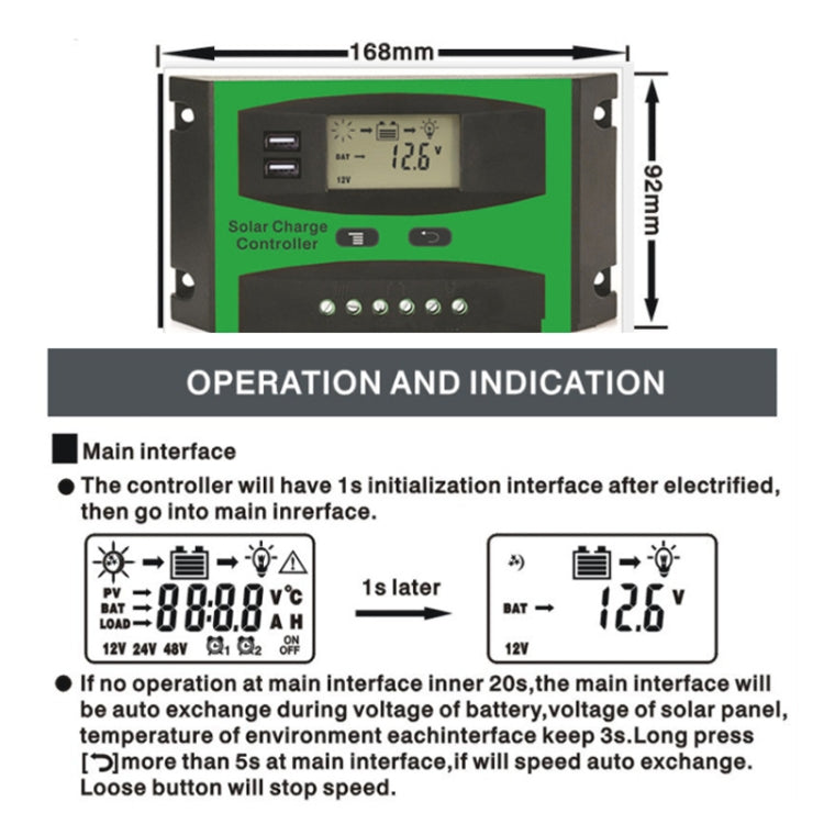 10A 12V/24V Solar Charge And Discharge Controller Dual USB Port LCD Solar Cells Panel Charge Regulator - Others by buy2fix | Online Shopping UK | buy2fix