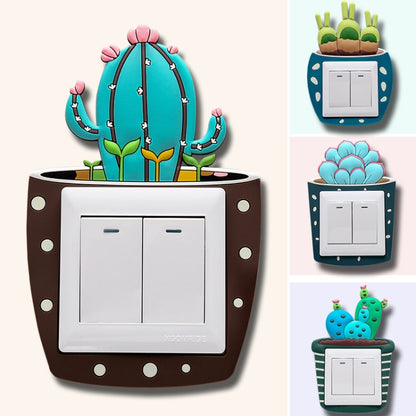 Luminous Three-dimensional Cactus Switch Sticker Socket Panel Cover Decor, Style: Snow Lotus - Sticker by buy2fix | Online Shopping UK | buy2fix