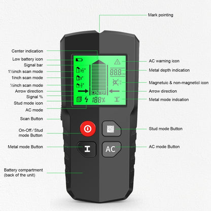 HW-QB5  5-In-1 Wall Stud Detector Wood Current Metal AC Wires Detection - Metal Detector by buy2fix | Online Shopping UK | buy2fix