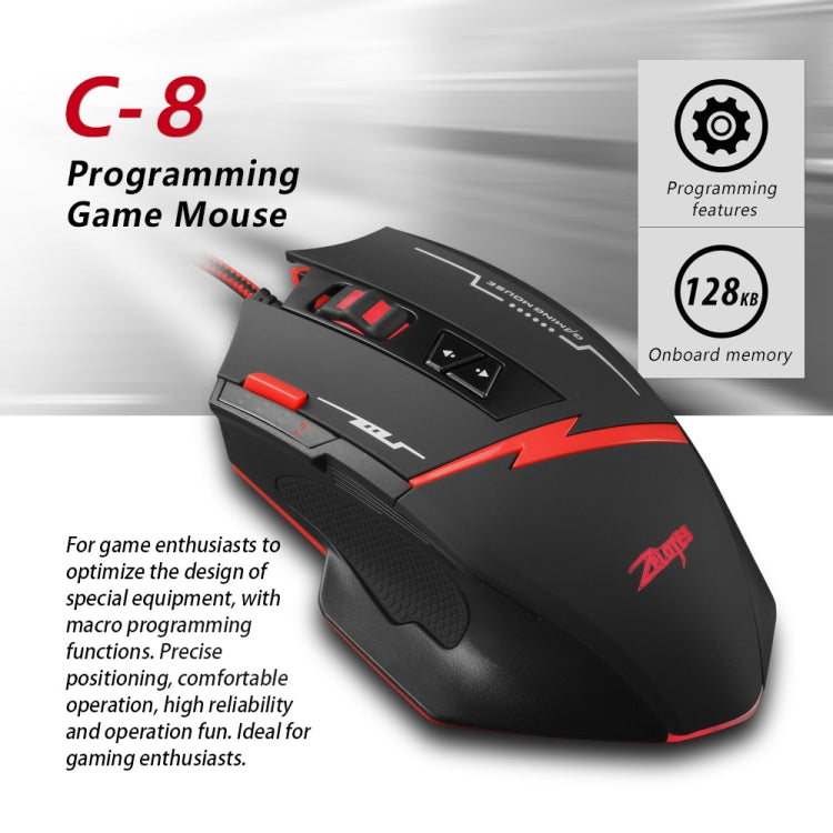 ZELOTES C8 8-buttons Ergonomic Game Programming Custom Wired Mouse(Black) - Wired Mice by ZELOTES | Online Shopping UK | buy2fix