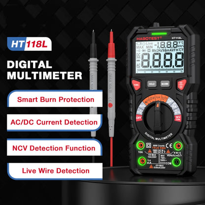 HABOTEST HT118L Mini High Precision Intelligent Anti-Burning Electrician Multimeter(Black) - Digital Multimeter by HABOTEST | Online Shopping UK | buy2fix