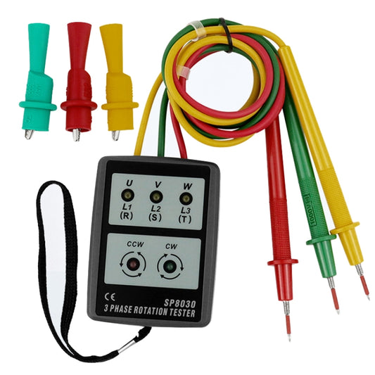 SP8030 3 Phase Alternating Current Phase Meter Phase Detector Rotation Tester Indicator Digital Phase-Order Indicator - Digital Multimeter by buy2fix | Online Shopping UK | buy2fix