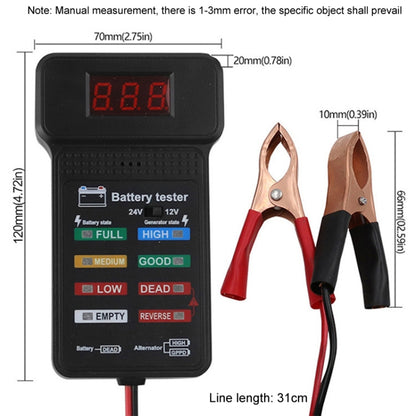 12/24V Battery Tester Car Battery Checker Electricity Capacity Tester - Electronic Test by buy2fix | Online Shopping UK | buy2fix