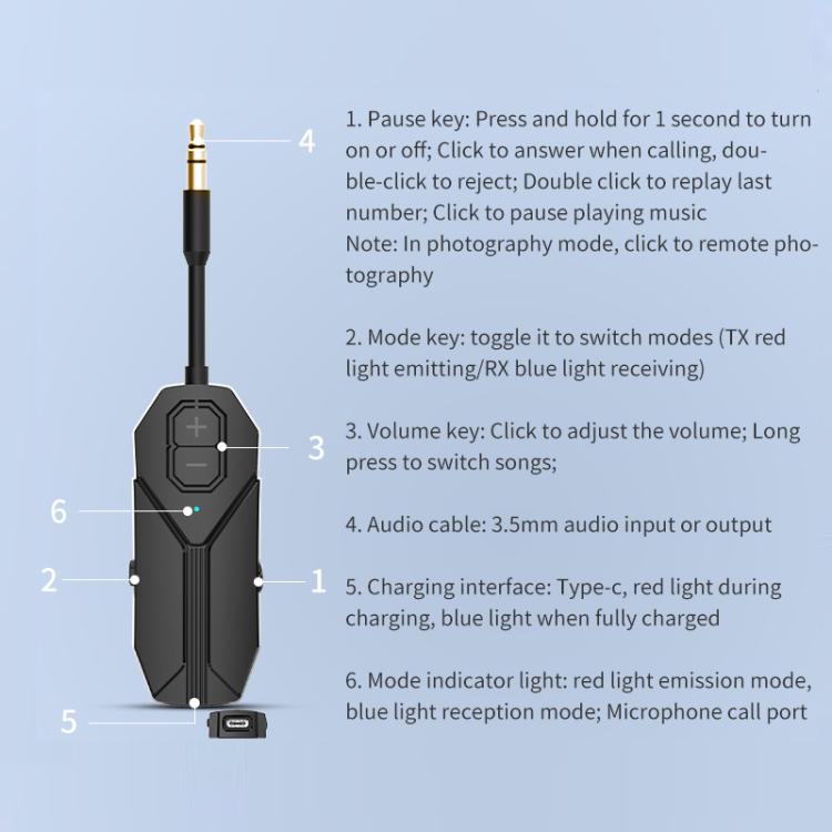 2 In 1 Aux Car Bluetooth 5.4 Audio Receiver Transmitter - Bluetooth Adapters by buy2fix | Online Shopping UK | buy2fix