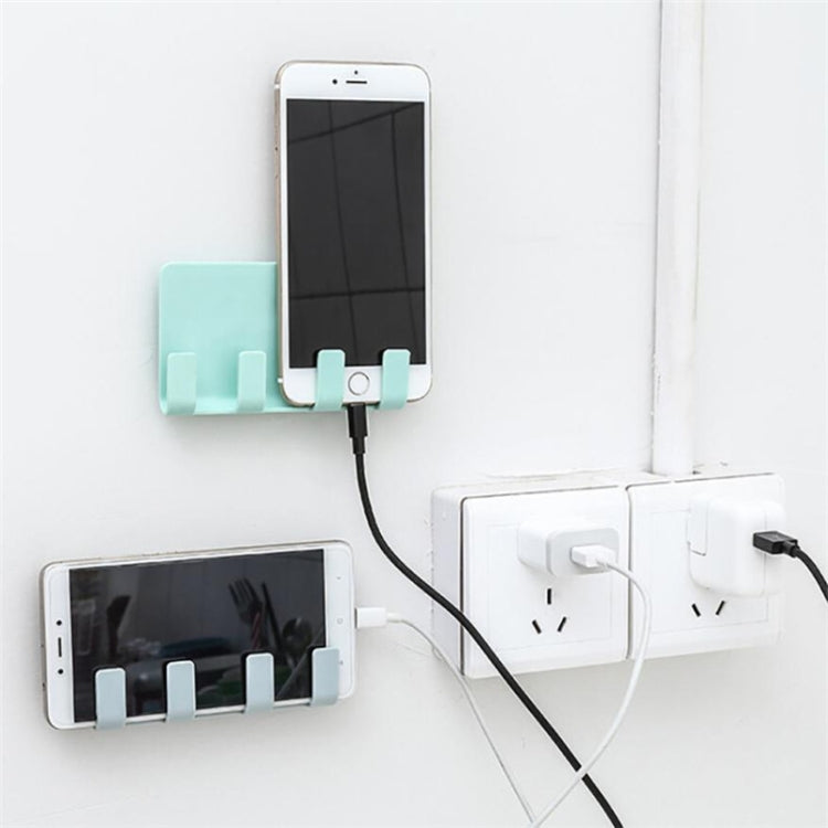 Practical Wall Sticking Phone Charging Holder Socket Strong Sticky Adhesive Sopport Rack Shelf With Hooks(White) - Shelf & Hooks by buy2fix | Online Shopping UK | buy2fix