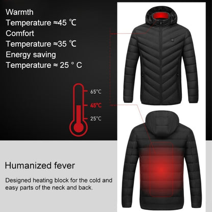 USB Heated Smart Constant Temperature Hooded Warm Coat for Men and Women (Color:Dark Blue Size:M) - Down Jackets by buy2fix | Online Shopping UK | buy2fix