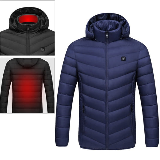 USB Heated Smart Constant Temperature Hooded Warm Coat for Men and Women (Color:Dark Blue Size:XL) - Down Jackets by buy2fix | Online Shopping UK | buy2fix