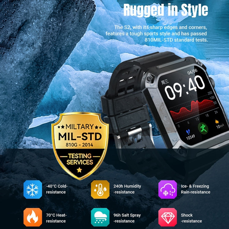 HAMTOD NX3 Pro 1.83 inch Rugged Smart Watch, Support Bluetooth Call / Sleep / Heart Rate / Blood Oxygen / Blood Pressure Monitoring(Black) - Smart Wear by HAMTOD | Online Shopping UK | buy2fix