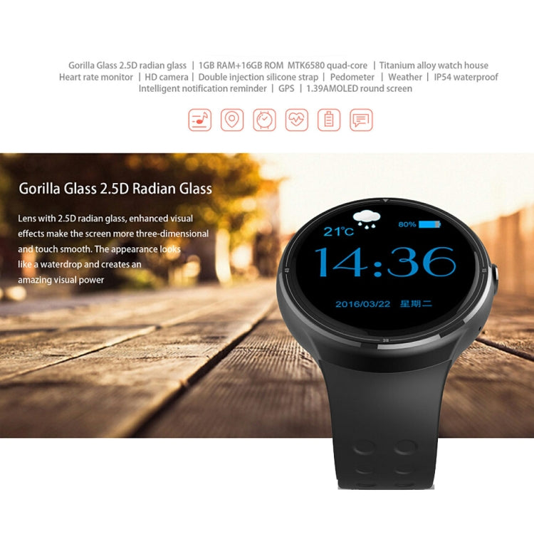 Z10 400*400 Pixel AMOLED 1.39 Inch Round Touch Screen Display Smart Watch, IP54 Waterproof, Support Pedometer / Heart Rate Monitor / GPS Navigation / Notification Remind / Call Reminder / Camera Remot ... rol / Calories Burned, Support Android 5.1(Silver) - Smart Wear by buy2fix | Online Shopping UK | buy2fix