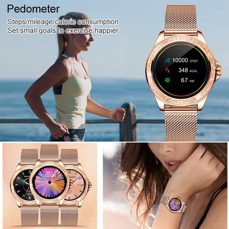 M6003 Stainless Steel Mesh Strap Fashion Smart Watch for Women, Support Heart Rate Monitoring & Pedometer & Sleep Monitoring & Calories(Rose Gold) - Smart Wear by buy2fix | Online Shopping UK | buy2fix