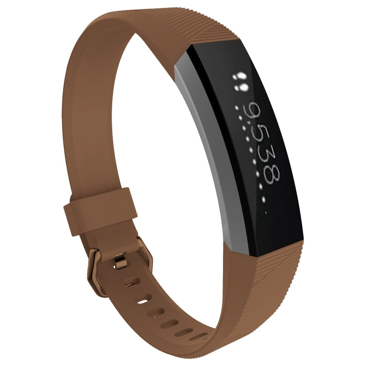 Solid Color Silicone Watch Band for FITBIT Alta / HR9, Size: S(Brown) - Smart Wear by buy2fix | Online Shopping UK | buy2fix