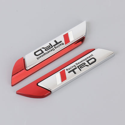 1 Pair Car Racing Development TRD Personalized Aluminum Alloy Decorative Stickers, Size: 11.5 x 2.5 x 0.5cm (Red) - 3D Metal Sticker by buy2fix | Online Shopping UK | buy2fix