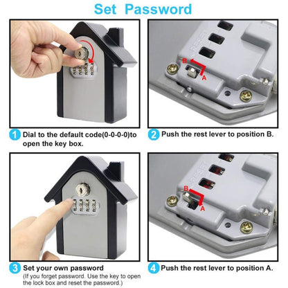 Hut Shape Password Lock Storage Box Security Box Wall Cabinet Safety Box, with 1 Key(Red) - Security by buy2fix | Online Shopping UK | buy2fix