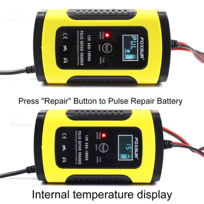 FOXSUR 12V 6A Intelligent Universal Battery Charger for Car Motorcycle, Length: 55cm, US Plug(Yellow) - In Car by FOXSUR | Online Shopping UK | buy2fix