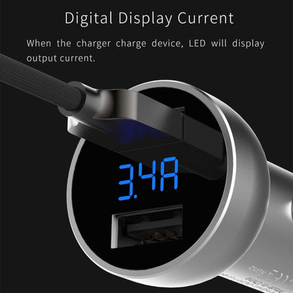 Mcdodo CC-3871 2-Ports USB LED Smart Digital Display Car Charger, For iPhone, iPad, Samsung, HTC, Sony, LG, Huawei, Lenovo, and other Smartphones or Tablet(Silver) - Car Charger by Mcdodo | Online Shopping UK | buy2fix