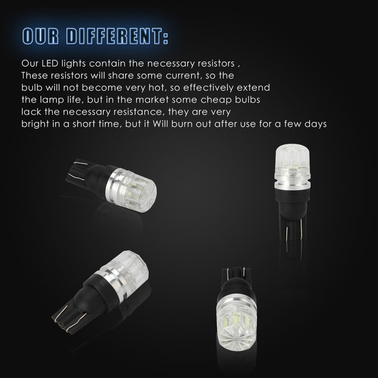 10 PCS T10 2W 100LM IP67 LEDs Bulbs Prismatic Shape Car Lens Decoder Mini Lamps DC 12V, with 2LEDs SMD-5730 Lamps (Red Light) - LED Headlamps by buy2fix | Online Shopping UK | buy2fix