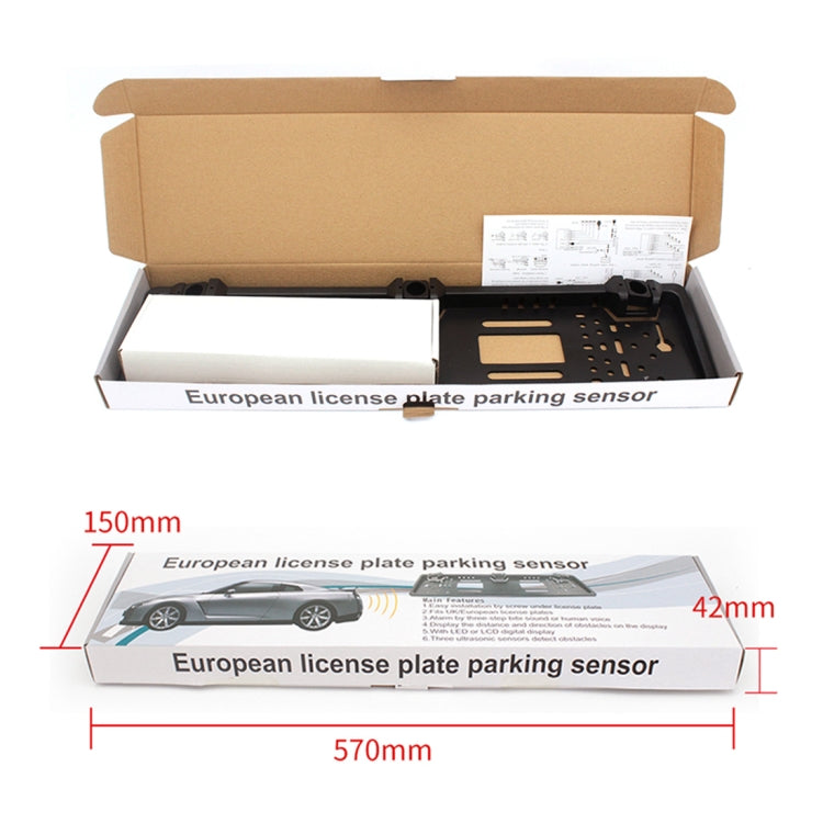 PZ300L-W Wireless Europe Car License Plate Frame Parking Sensors Reversing Radar with 3 Radar Detector - In Car by buy2fix | Online Shopping UK | buy2fix