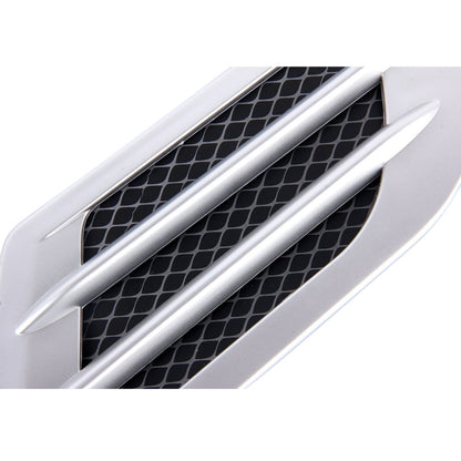 2 PCS Euro Style Plastic Decorative Air Flow Intake Turbo Bonnet Hood Side Vent Grille Cover With Self-adhesive Sticker(Silver) - In Car by buy2fix | Online Shopping UK | buy2fix