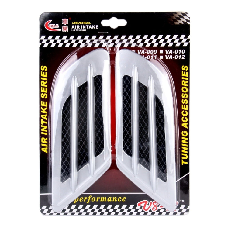 2 PCS Euro Style Plastic Decorative Air Flow Intake Turbo Bonnet Hood Side Vent Grille Cover With Self-adhesive Sticker(Silver) - In Car by buy2fix | Online Shopping UK | buy2fix