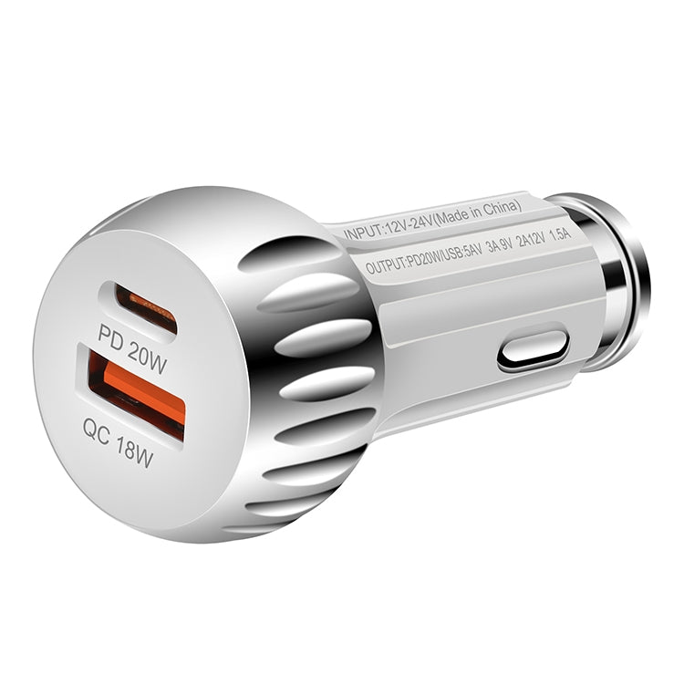 ACC-310 PD 20W + QC3.0 38W Dual Ports Fast Charging Car Charger (White) - In Car by buy2fix | Online Shopping UK | buy2fix