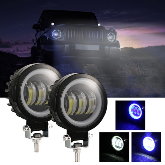 2 PCS Car 4 inch Round Spotlight Work Light with Angel Eyes (Blue Light) - In Car by buy2fix | Online Shopping UK | buy2fix