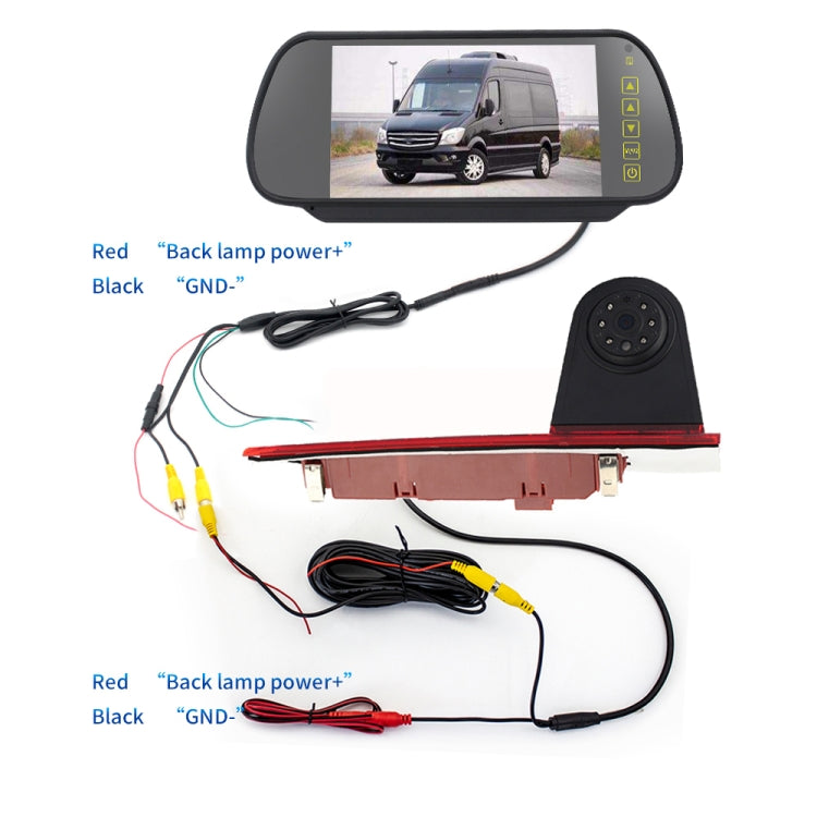 PZ477 Car Waterproof 170 Degree Brake Light View Camera + 7 inch Rearview Monitor for Ford Transit Custom - In Car by buy2fix | Online Shopping UK | buy2fix