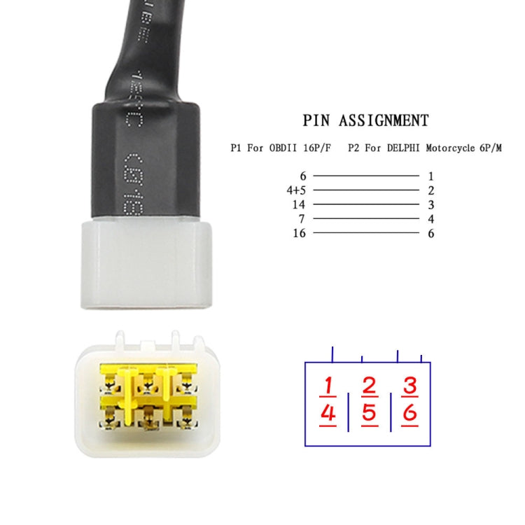 DELPHI Motorcycle OBD Female to 6PIN Connector Cable - In Car by buy2fix | Online Shopping UK | buy2fix