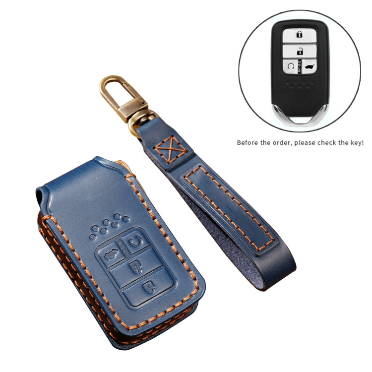 Hallmo Car Cowhide Leather Key Protective Cover Key Case for Honda 4-button(Blue) -  by Hallmo | Online Shopping UK | buy2fix