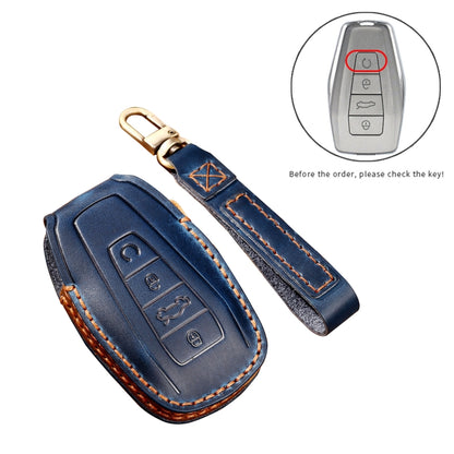 Hallmo Car Cowhide Leather Key Protective Cover Key Case for Geely Emgrand B Style(Black) -  by Hallmo | Online Shopping UK | buy2fix