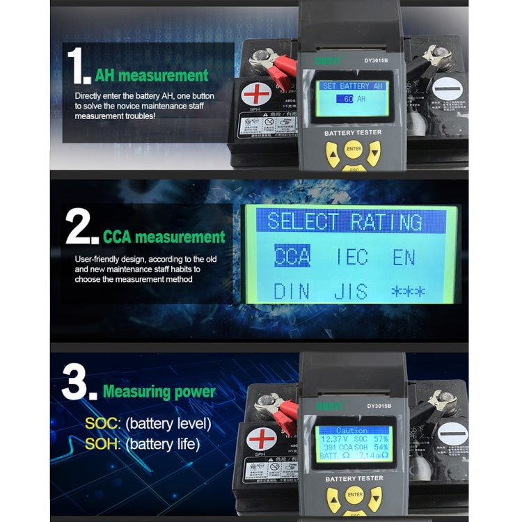 DUOYI DY3015B Car Multi-language 12V Battery Tester - Electronic Test by DUOYI | Online Shopping UK | buy2fix