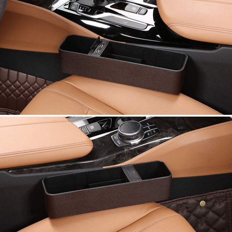 1 Pair Car Multi-functional Seat Crevice USB Storage Box(Coffee) - In Car by buy2fix | Online Shopping UK | buy2fix