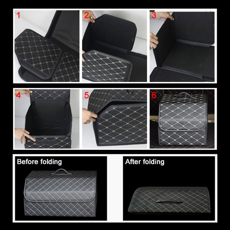 Car Trunk Foldable Storage Box, Rhombic Grid Small Size: 33 x 32 x 30cm (Coffee) - In Car by buy2fix | Online Shopping UK | buy2fix