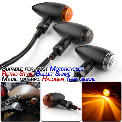 2 PCS KC805 Motorcycle Retro Metal Turn Signal Light (Transparent Black) - In Car by buy2fix | Online Shopping UK | buy2fix