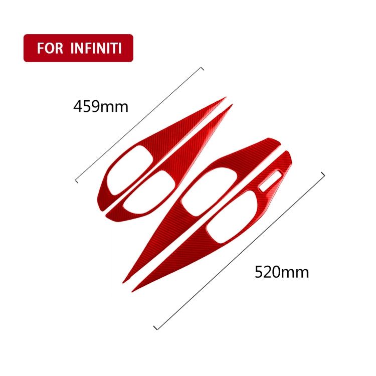 Car Carbon Fiber B Style Door Handle Panel Decorative Sticker for Infiniti Q50 2014-2020, Left Drive(Red) - In Car by buy2fix | Online Shopping UK | buy2fix