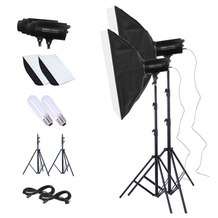 TRIOPO Oubao TTR600W 70x100cm Studio Softbox + Tripod Mount + 2x E27 150W Light Bulb Photography Lighting Tow Piece Set - Shoe Mount Flashes by TRIOPO | Online Shopping UK | buy2fix