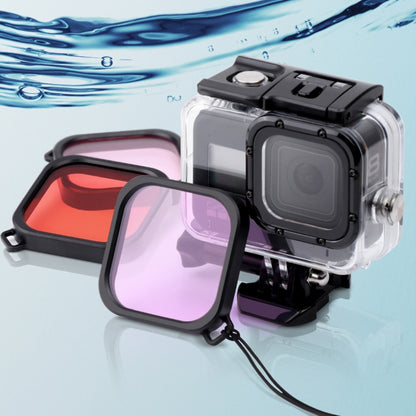 For GoPro HERO8 Black 45m Waterproof Housing Protective Case with Buckle Basic Mount & Screw & (Purple, Red, Pink) Filters & Floating Bobber Grip & Strap & Anti-Fog Inserts (Transparent) - DJI & GoPro Accessories by buy2fix | Online Shopping UK | buy2fix