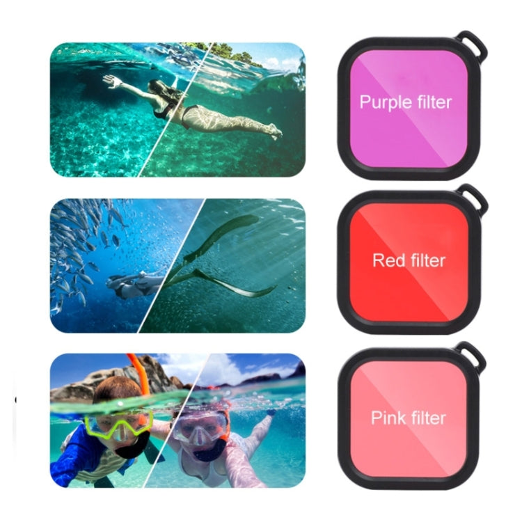 For GoPro HERO8 Black 45m Waterproof Housing Protective Case with Buckle Basic Mount & Screw & (Purple, Red, Pink) Filters & Floating Bobber Grip & Strap & Anti-Fog Inserts (Transparent) - DJI & GoPro Accessories by buy2fix | Online Shopping UK | buy2fix