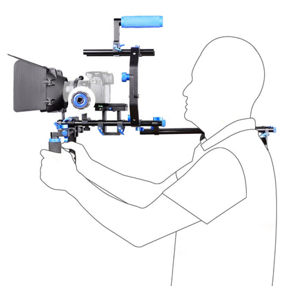 YELANGU D206 C-Type Handle Camera Shoulder Rigs Mount Kit with Matte Box & Follow Focus(Blue) - Camera Accessories by YELANGU | Online Shopping UK | buy2fix