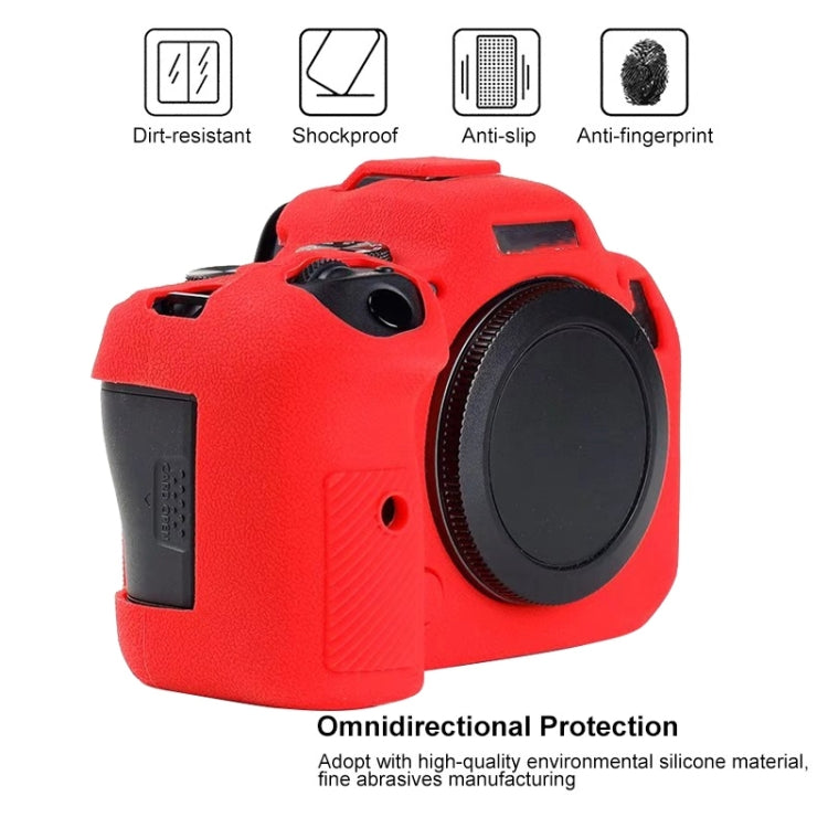 Litchi Texure Soft Silicone Case for Canon EOS R6 (Red) - Camera Accessories by buy2fix | Online Shopping UK | buy2fix