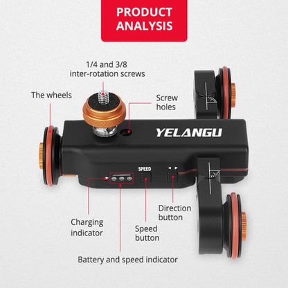 YELANGU L4X Camera Wheel Dolly + PC141 Phone Clamp with Remote, Load: 3kg - Camera Accessories by YELANGU | Online Shopping UK | buy2fix