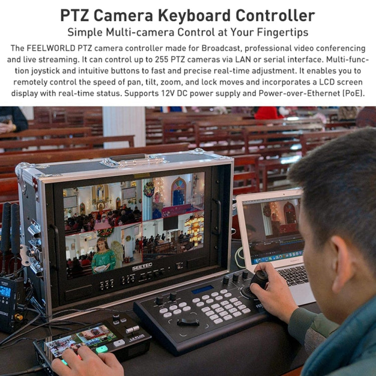 FEELWORLD KBC10 PTZ Camera Controller with Joystick and Keyboard Control ,Support PoE(EU Plug) - HD Camera by FEELWORLD | Online Shopping UK | buy2fix