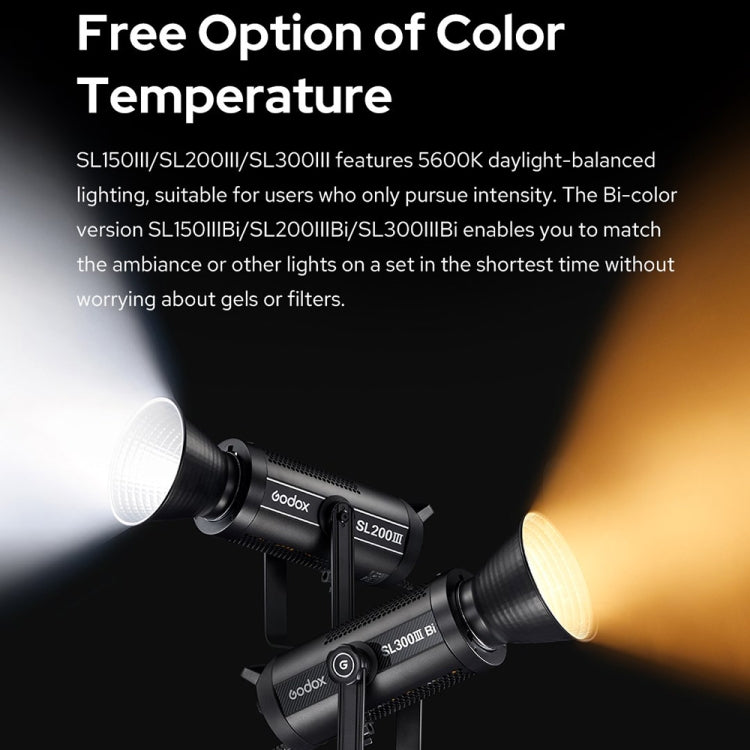 Godox SL150IIIBi 160W Bi-Color 2800K-6500K LED Video Light(EU Plug) - Shoe Mount Flashes by Godox | Online Shopping UK | buy2fix