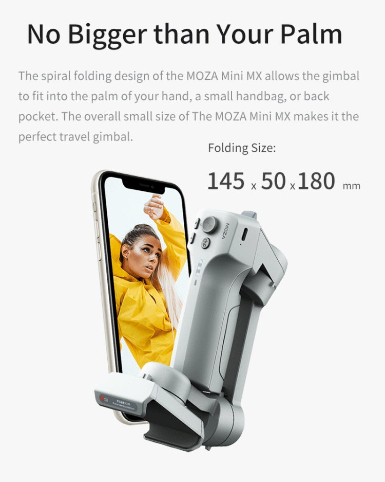 MOZA Mini MX 3 Axis Foldable Handheld Gimbal Stabilizer for Action Camera and Smart Phone(Grey) - Consumer Electronics by MOZA | Online Shopping UK | buy2fix