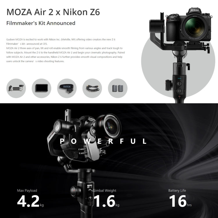 MOZA Air 2 + iFocus-M + Fashion Backpack 3 Axis Handheld Gimbal Stabilizer for DSLR Camera, Load: 4.2kg(Black) - Handheld Stabilizer by MOZA | Online Shopping UK | buy2fix