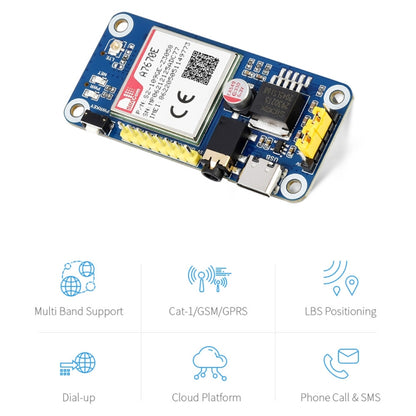 Waveshare Multi Band 2G GSM / GPRS LBS A7670E LTE Cat-1 HAT for Raspberry Pi, for Europe, Southeast Asia, West Asia, Africa, China, South Kor - Modules Expansions Accessories by WAVESHARE | Online Shopping UK | buy2fix